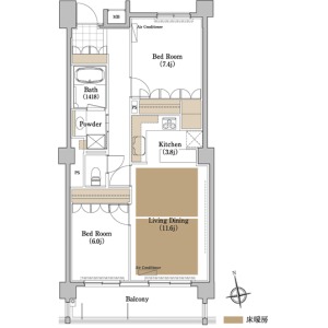 名古屋市昭和区阿由知通のマンションの間取り