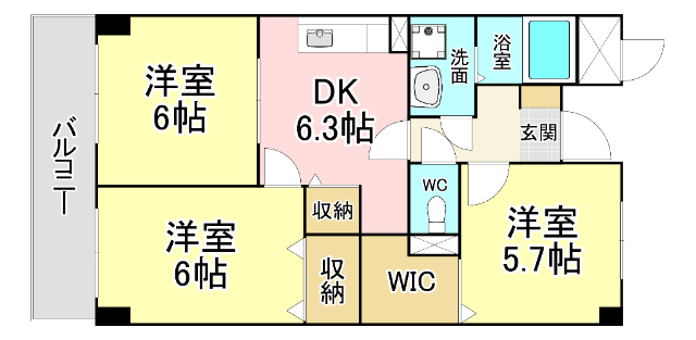 北九州市小倉北区赤坂のマンションの間取り