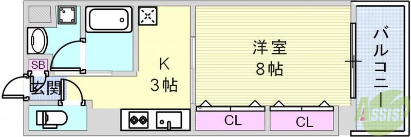 神戸市兵庫区駅南通のマンションの間取り