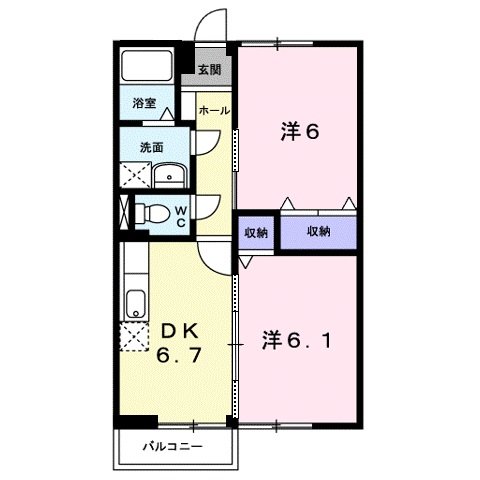 井原市高屋町のアパートの間取り