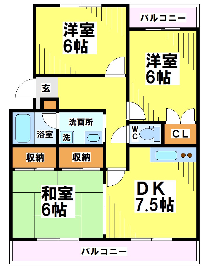 稲城市矢野口のマンションの間取り