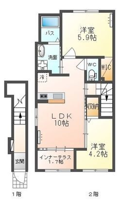 東根市四ツ家のアパートの間取り