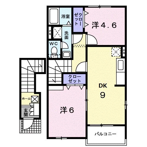 四国中央市土居町津根のアパートの間取り