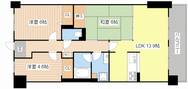 野洲市小篠原のマンションの間取り