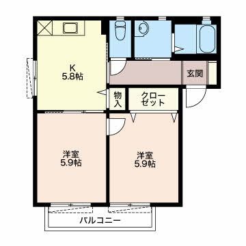 静岡市清水区横砂南町のアパートの間取り