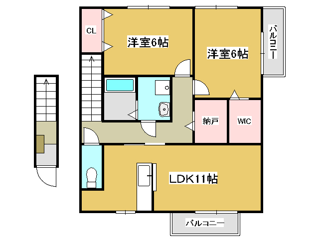 西脇市野村町茜が丘のアパートの間取り