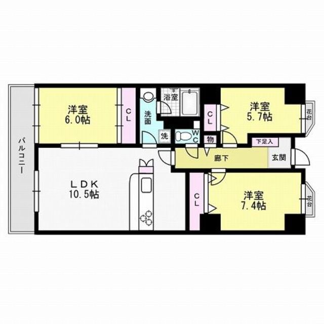 福岡市早良区百道浜のマンションの間取り