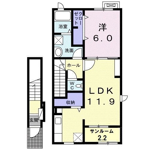 白石市鷹巣東のアパートの間取り