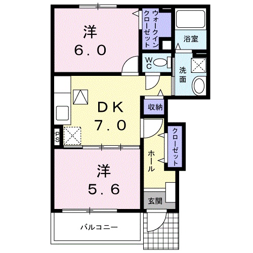 松江市八雲町西岩坂のアパートの間取り