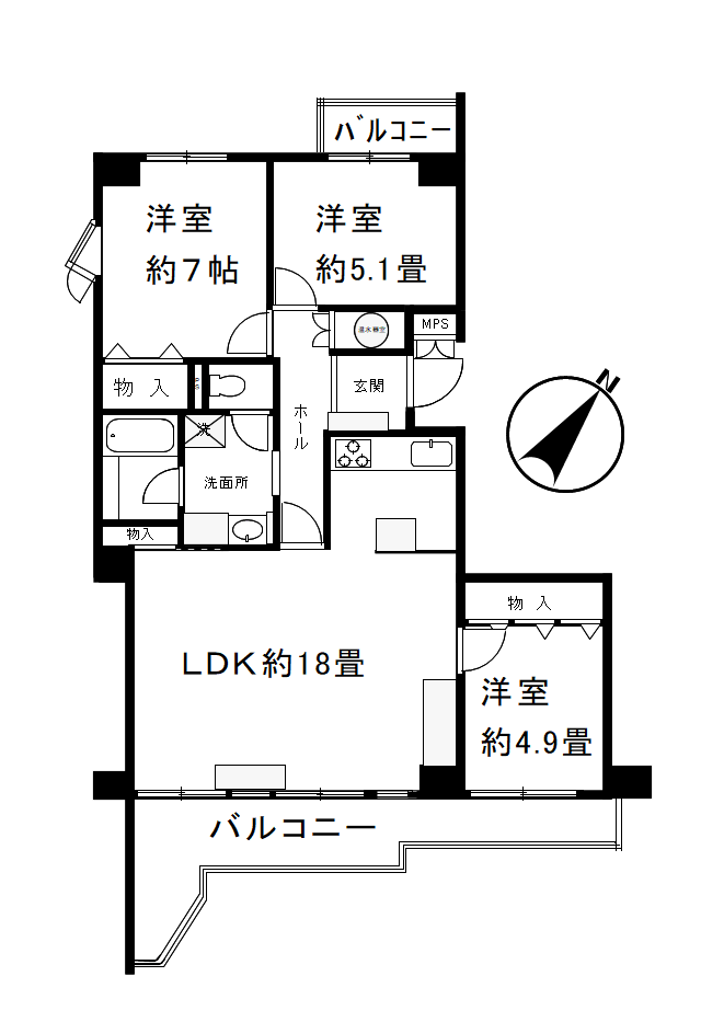 小手指ハイツPP棟の間取り