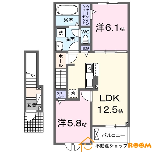 みやま市高田町下楠田のアパートの間取り