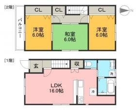 高知市上町のアパートの間取り