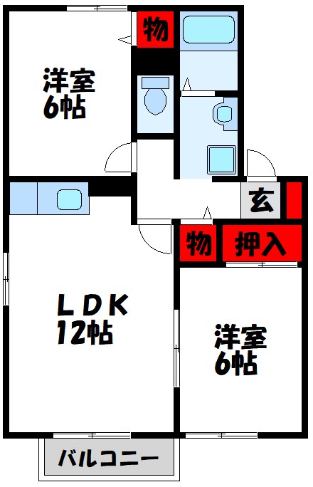 宗像市東郷のアパートの間取り