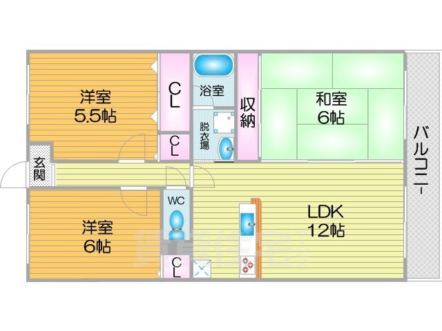 大阪市西成区玉出中のマンションの間取り