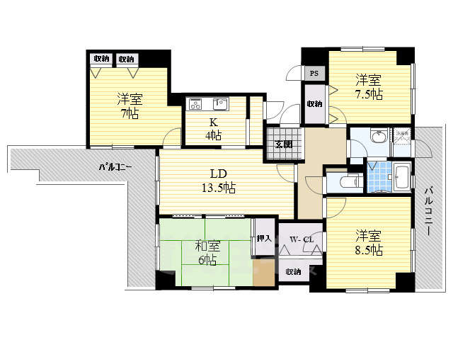 吹田市藤が丘町のマンションの間取り