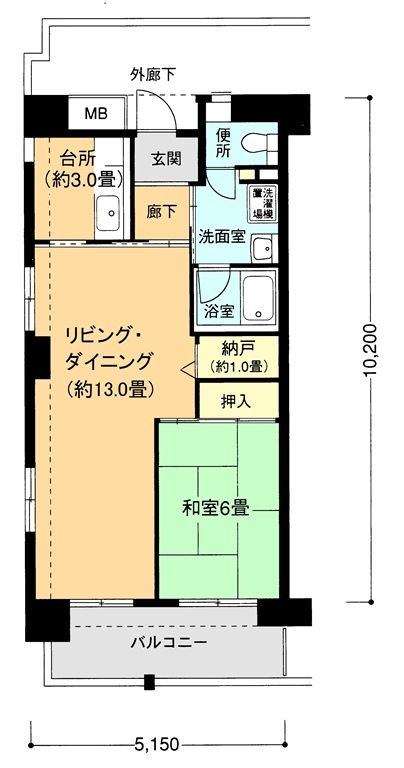 横浜市中区山田町のマンションの間取り