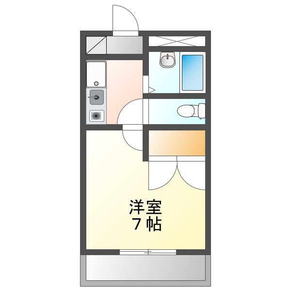 岡山市中区中島のアパートの間取り