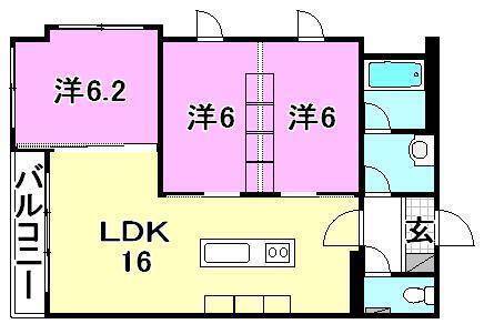 東温市田窪のマンションの間取り