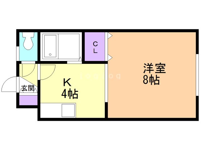 函館市北浜町のアパートの間取り