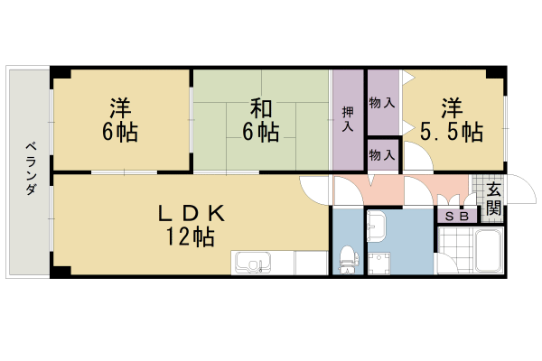 京都市伏見区久我本町のマンションの間取り