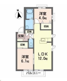 北上市鍛冶町のアパートの間取り