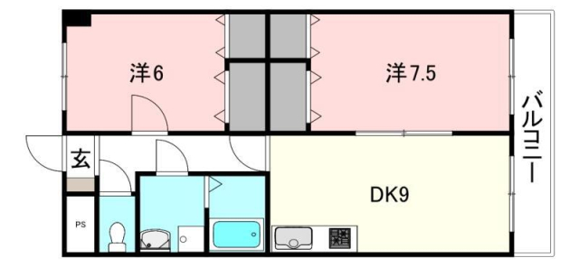 松山市久万ノ台のマンションの間取り