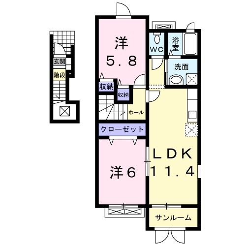 燕市杉柳のアパートの間取り