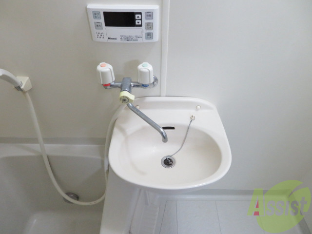 洗面設備　洗面所はこちらです。バスルーム内に有るのは嬉しいですね。