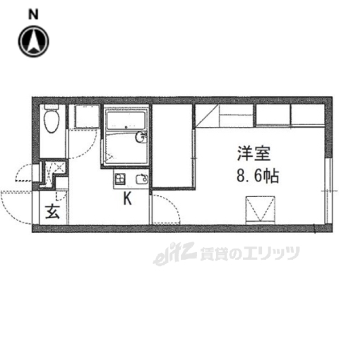 生駒市中菜畑のアパートの間取り