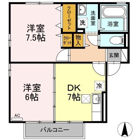 リビングタウン古川西　C棟の間取り