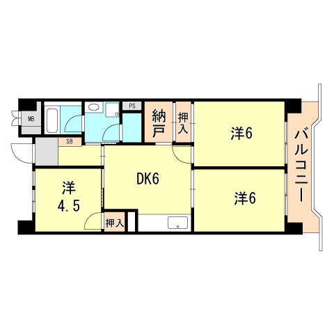 神戸市中央区港島中町のマンションの間取り