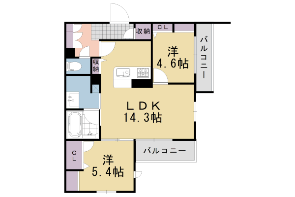 長岡京市勝竜寺のマンションの間取り