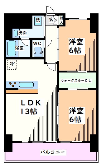 【立川市錦町のマンションの間取り】