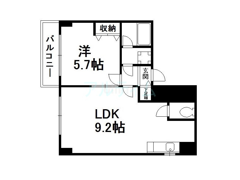 京都市下京区西新屋敷太夫町のマンションの間取り