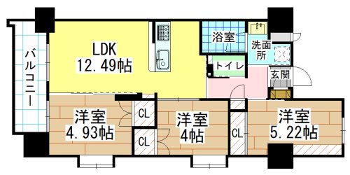 北九州市小倉北区上到津のマンションの間取り