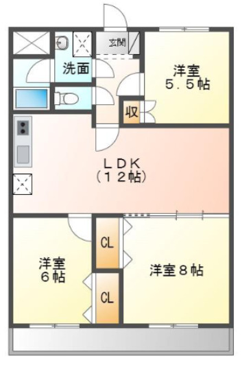 千葉市中央区登戸のマンションの間取り