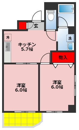 千葉市中央区弁天のマンションの間取り