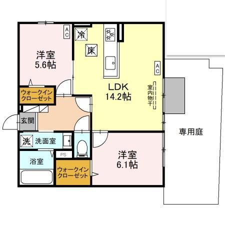 長岡京市開田のアパートの間取り