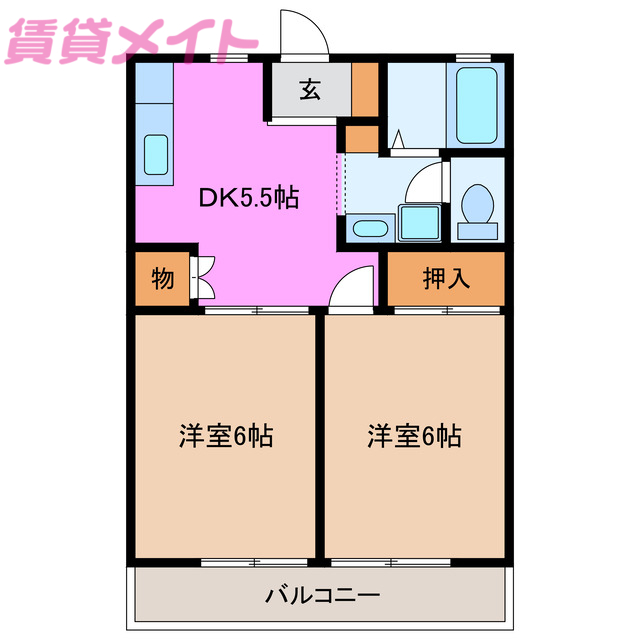 三重郡菰野町大字田口のアパートの間取り