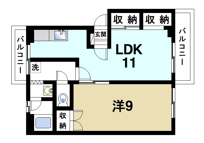 天理市前栽町のアパートの間取り