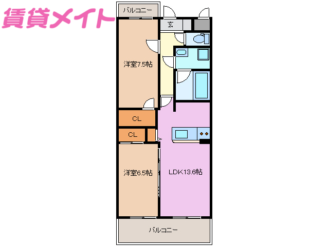 鈴鹿市住吉のマンションの間取り