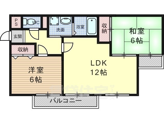 長岡京市金ケ原のマンションの間取り