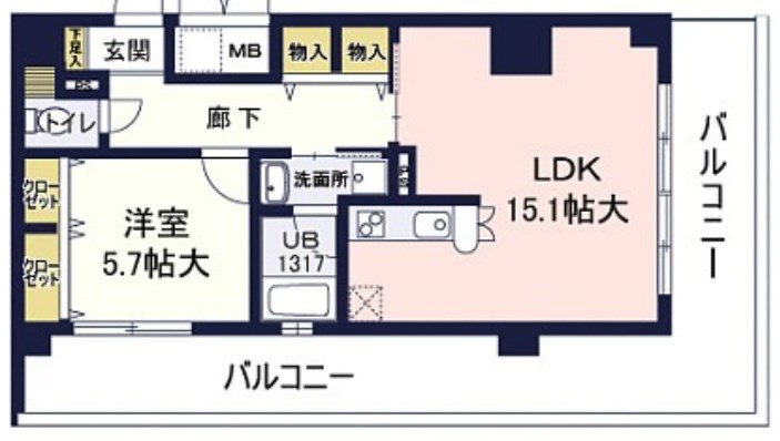 【大阪市淀川区十三本町のマンションの間取り】