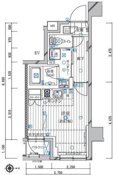 新宿区下落合のマンションの間取り