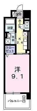 岡山市北区中央町のマンションの間取り