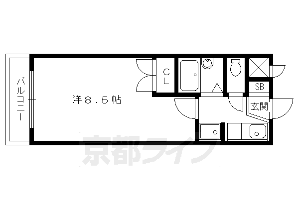 京都市北区鷹峯上ノ町のマンションの間取り