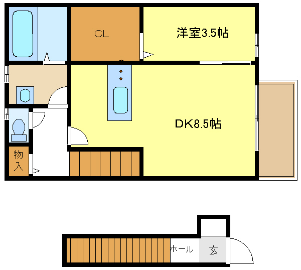 姫路市青山のアパートの間取り