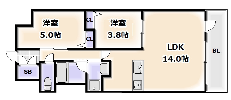 大阪市西成区聖天下のマンションの間取り