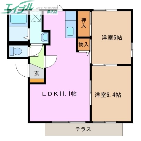 桑名市大字安永のアパートの間取り