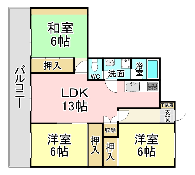 北九州モノレール 旦過駅 徒歩12分 9階建 築47年の間取り写真